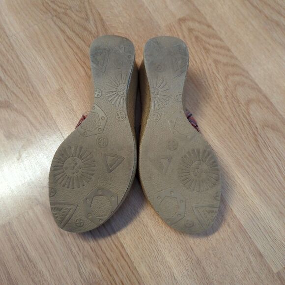 Mudd Painter Platform Wedge Sandals Womens 7M Red Plaid Y2K Chunky - Picture 6 of 7